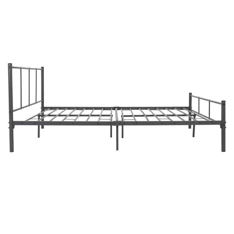 B-Ware Bettgestell Dopplbett Metallbett 160x200 cm Anthrazit mit Lattenrost & Kopfteil ML-Design
