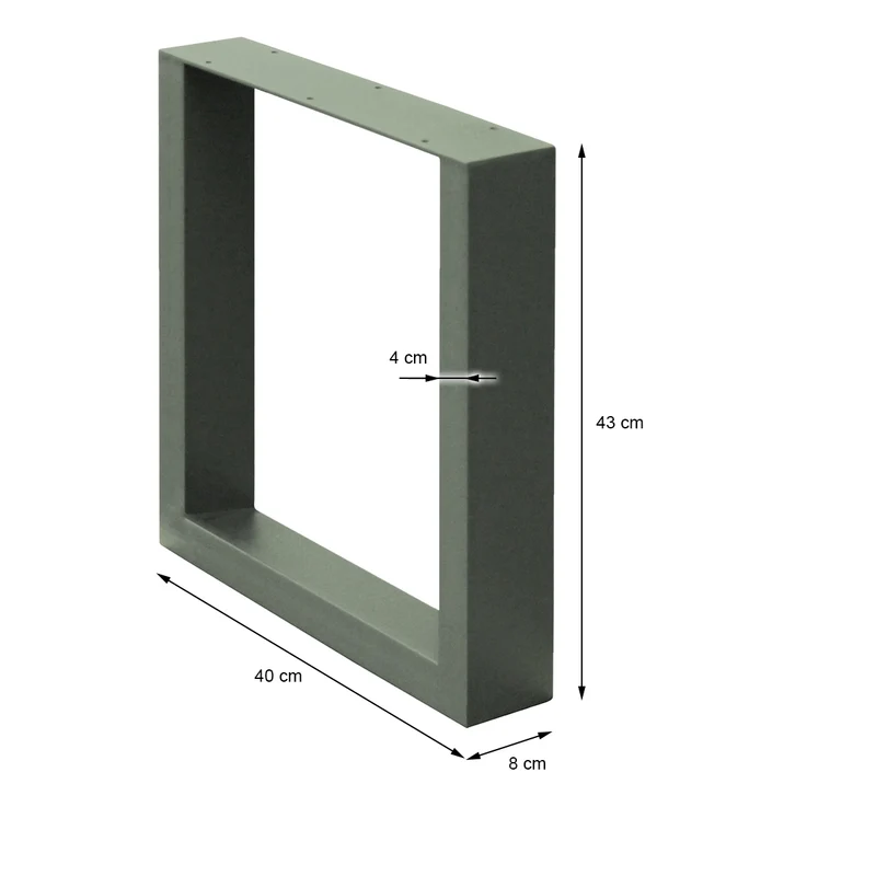Tischbeine Tischgestell 2er Set U-Design 40 x 43 cm Steingrau aus Stahl ML-Design