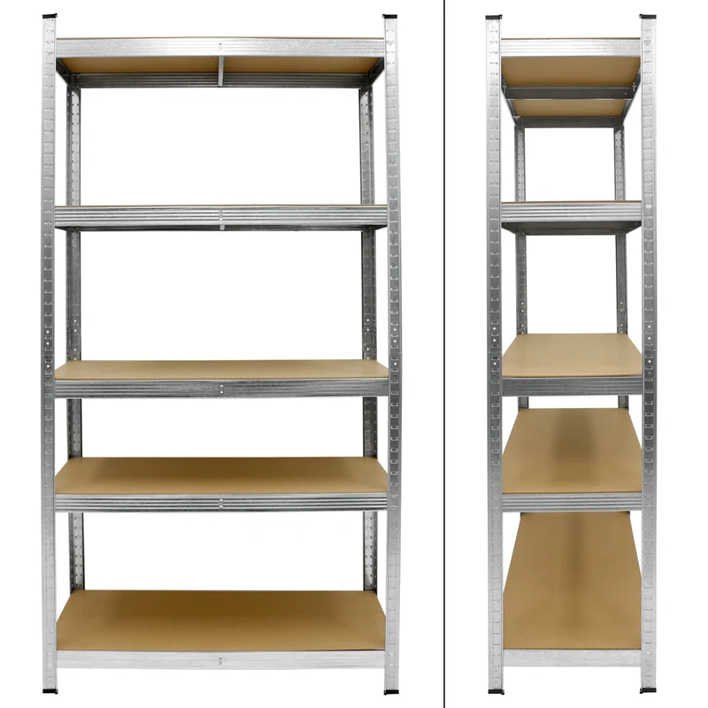 Werkstattregal 2er Set 180x90x40 cm Silber aus Metall und MDF belastbar bis 750 kg