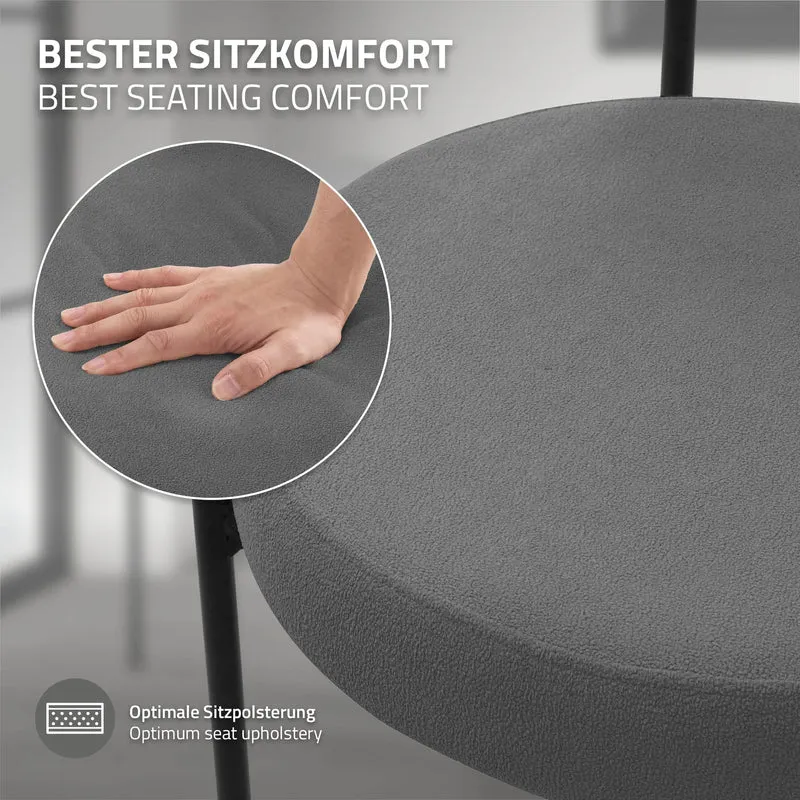 B-Ware Esszimmerstuhl 2er Set mit Teddystoff mit Rückenlehne Grau Küchenstuhl ML-Design