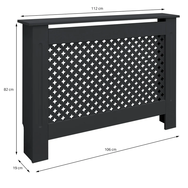 B-Ware Heizkörperverkleidung 112x19x82 cm Raute Anthrazit aus MDF ML-Design