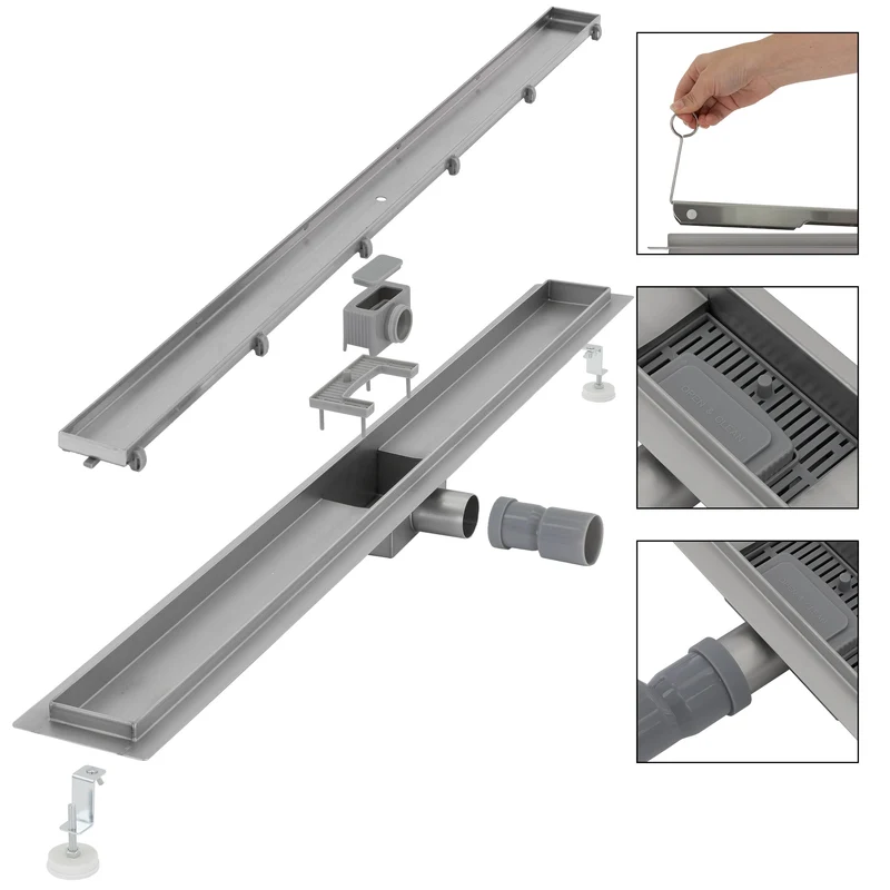 ML-Design Duschrinne befliesbar 90cm Silber aus Edelstahl