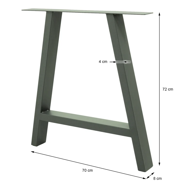 Tischbeine Tischgestell 2er Set A-Design 70 x 72 cm Steingrau aus Stahl ML-Design