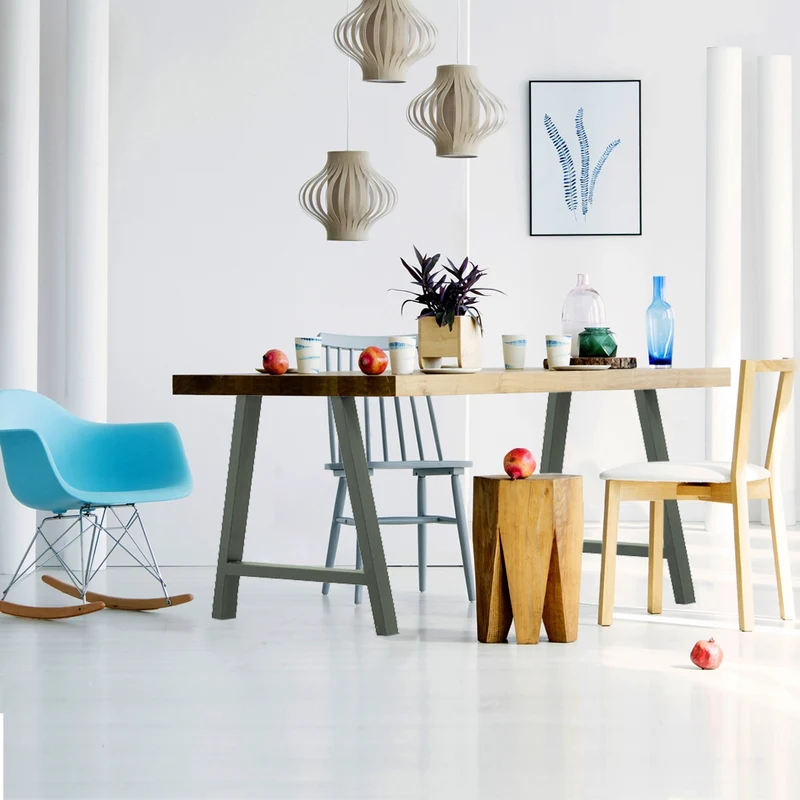 Tischbeine Tischgestell 2er Set A-Design 70 x 72 cm Steingrau aus Stahl ML-Design
