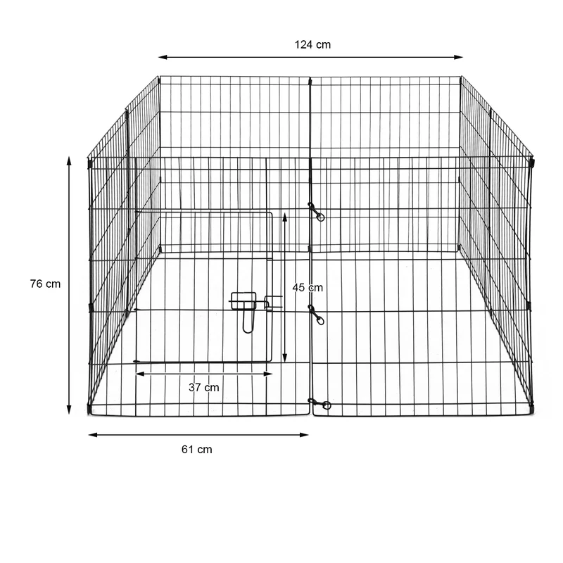 Freilaufgehege aus 8 Gittern für Kleintiere 124x76x124 cm aus Metall pulverbeschichtet