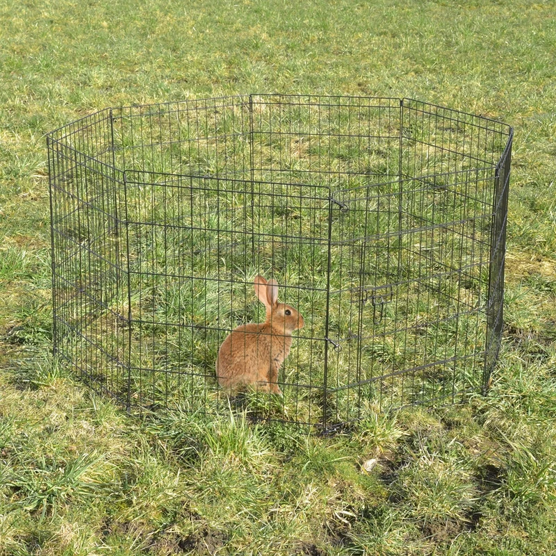 Freilaufgehege aus 8 Gittern für Kleintiere 124x76x124 cm aus Metall pulverbeschichtet