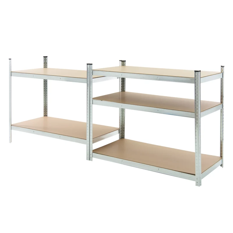 Werkstattregal 2er Set 200x120x50 cm Silber aus MDF Holzfaserplatte und Metall belastbar bis 875 kg