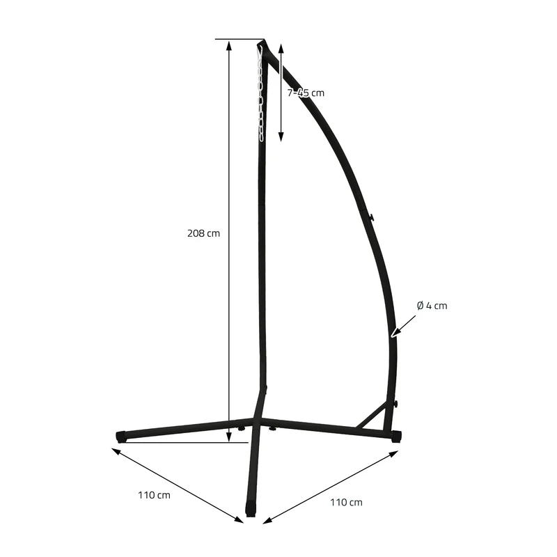 Hängesessel mit Gestell Ø 80cm Grau aus Baumwolle Belastbar bis 120 kg