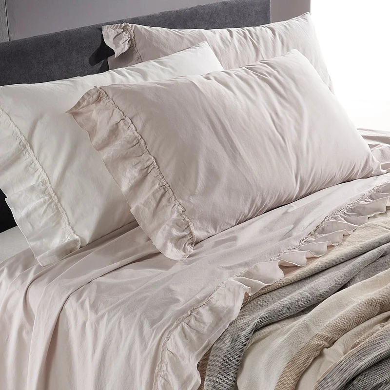 Completo Lenzuola in Cotone StoneWashed con Balza in Lino - Florida