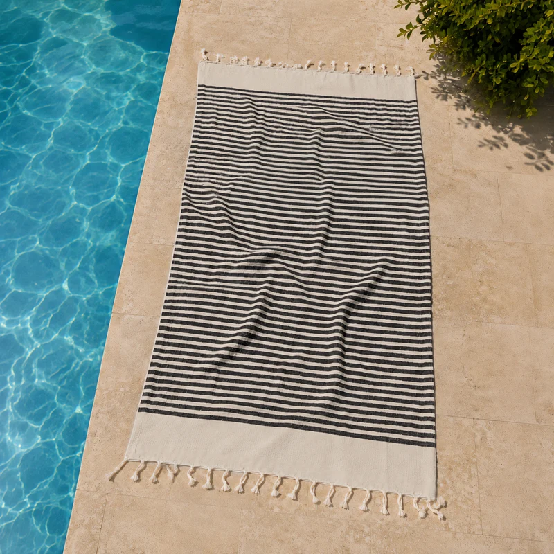 Telo Mare in Fouta di Puro Cotone a Righe Larghe - Alma