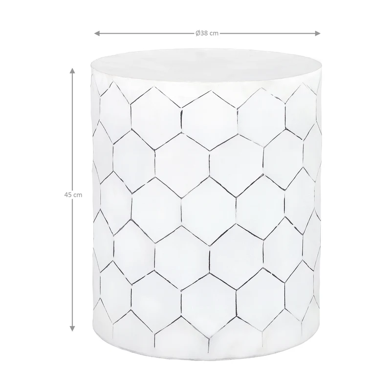 B-Ware Beistelltisch Ø 38x45 cm Weiß aus Metall WOMO-Design
