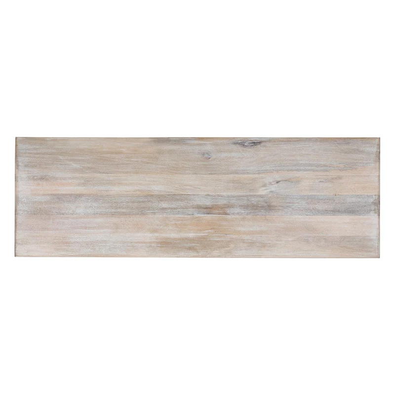 B-Ware Vitrinenschrank 110x210x45 cm Natur/Weiß aus Mangoholz WOMO-Design