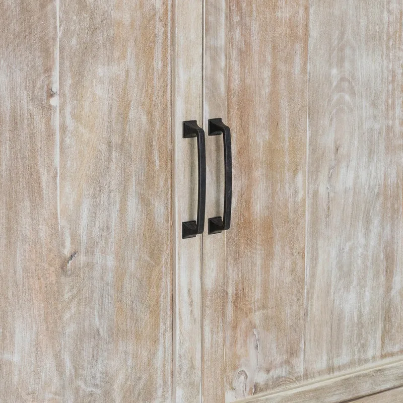 B-Ware Vitrinenschrank 110x210x45 cm Natur/Weiß aus Mangoholz WOMO-Design
