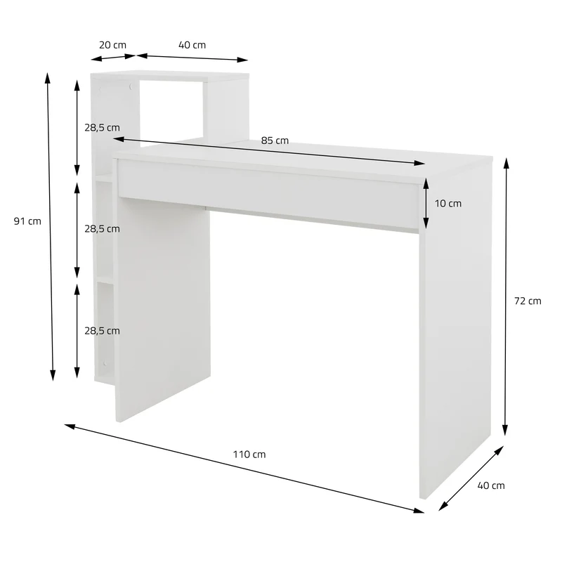 Schreibtisch mit Regal 110x72x40 cm Weiß ML-Design