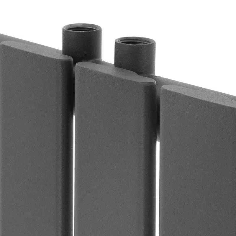 Paneelheizkörper Vertikal 260x1800 mm Anthrazit mit Mittelanschluss und Boden Anschlussgarnitur LuxeBath