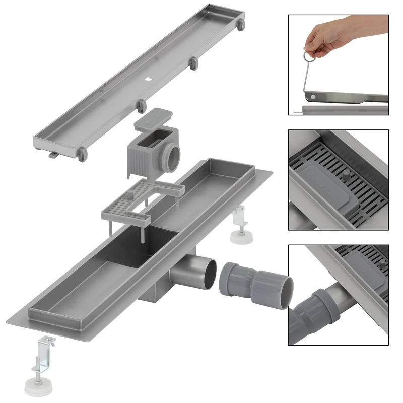 ML-Design Duschrinne befliesbar 50cm Silber aus Edelstahl