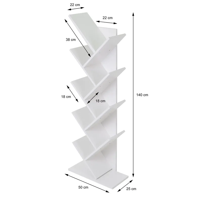 Bücherregal 50x25x140 cm Weiß inkl. 8 Ebenen in Bauform ML-Design