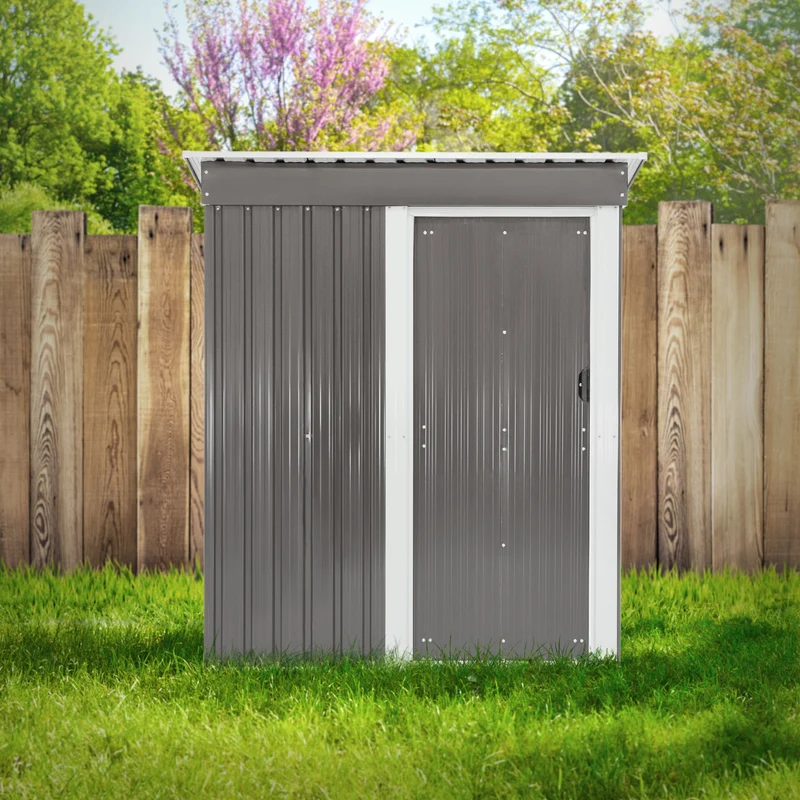 Gerätehaus 150x184x76 cm Hellgrau aus Metall ML-Design