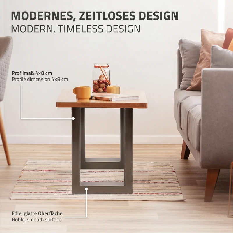 B-Ware Tischbeine Tischgestell 2er Set U-Design 40x43 cm aus Anthrazit Stahl