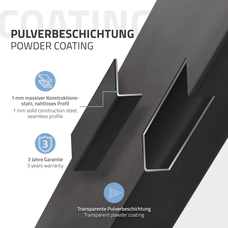 B-Ware Tischbeine 2er Set mit Vierkantprofilen 30x43 cm aus Stahl
