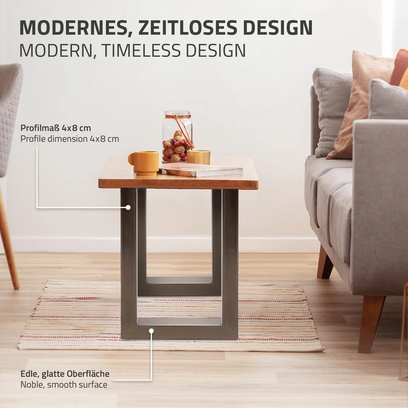 B-Ware Tischbeine 2er Set mit Vierkantprofilen 30x43 cm aus Stahl