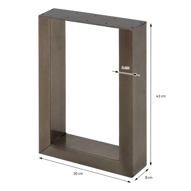 B-Ware Tischbeine 2er Set mit Vierkantprofilen 30x43 cm aus Stahl
