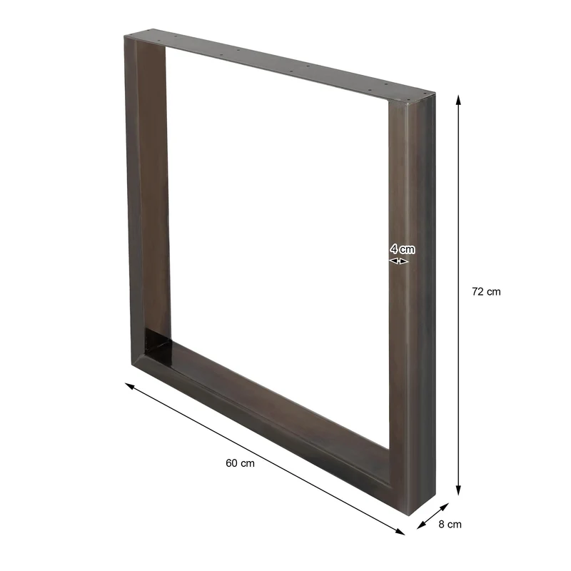 B-Ware Tischbeine Tischgestell 2er Set U-Design 60x72 cm Schwarz aus Stahl