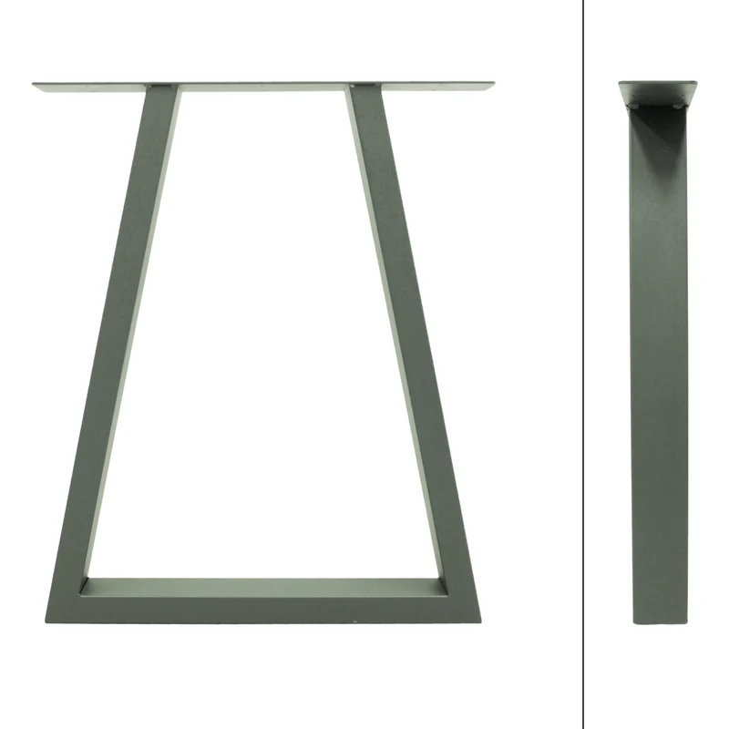 B-Ware Tischbeine Tischgestell 2er Set Trapez-Design 60x72 cm Steingrau aus Stahl