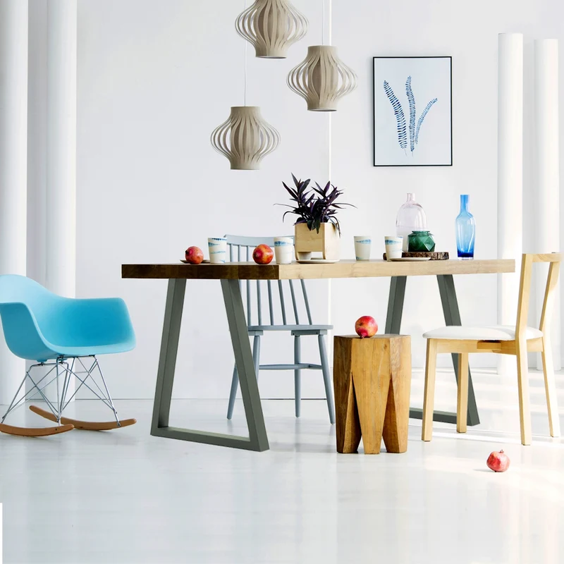 B-Ware Tischbeine Tischgestell 2er Set Trapez-Design 60x72 cm Steingrau aus Stahl