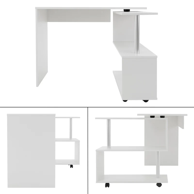 Schreibtisch mit vier Rädern 150x88x75 cm Weiß aus MDF ML-Design