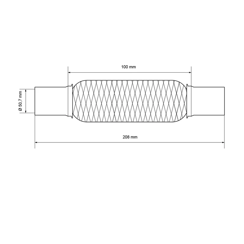 Flexrohr Edelstahl 50 x 100 mm mit Schellen