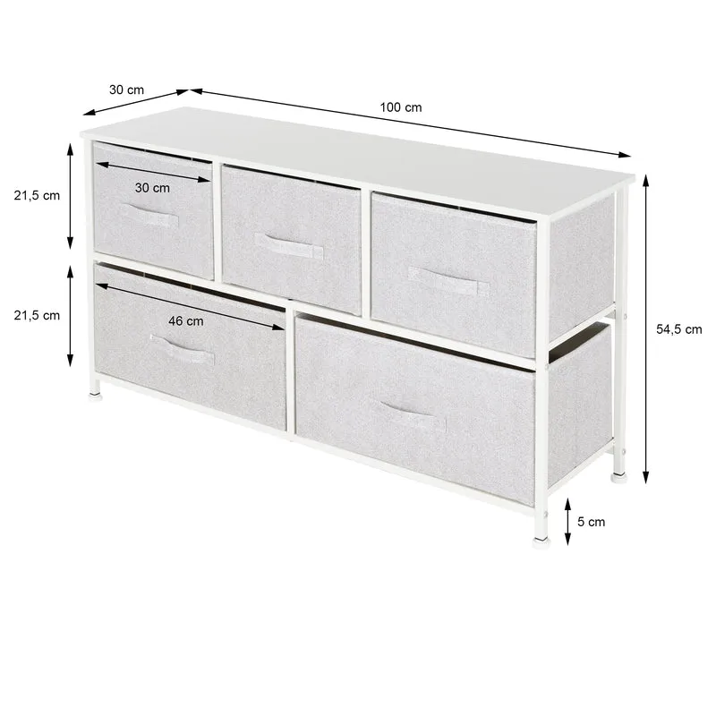 Kommode mit 5 Schubladen 100x30x545 cm Weiß aus MDF ML-Design