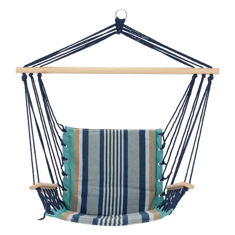 Hängesessel mit Gestell 45x100x43 cm Mehrfarbig aus Baumwolle und Hartholz