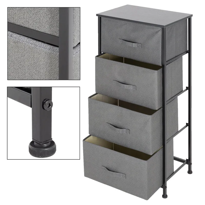 Kommode mit 4 Schubladen 45x30x94 cm Grau aus MDF ML-Design