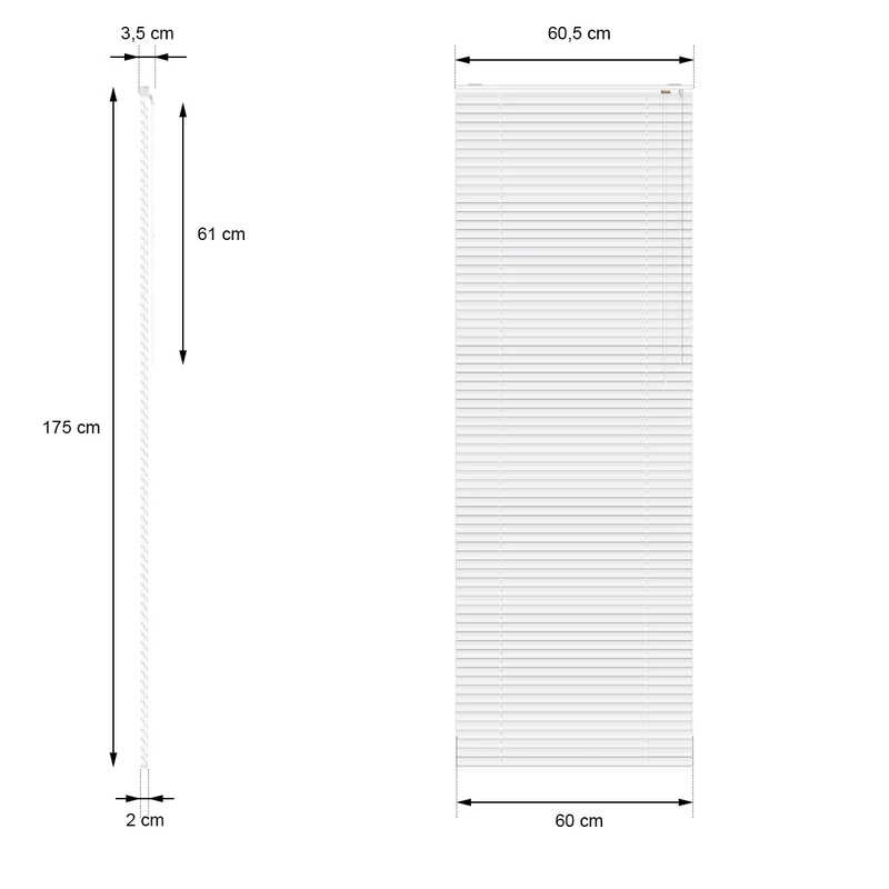 Aluminium Jalousie 60x175 cm Weiß inkl. Montagematerial