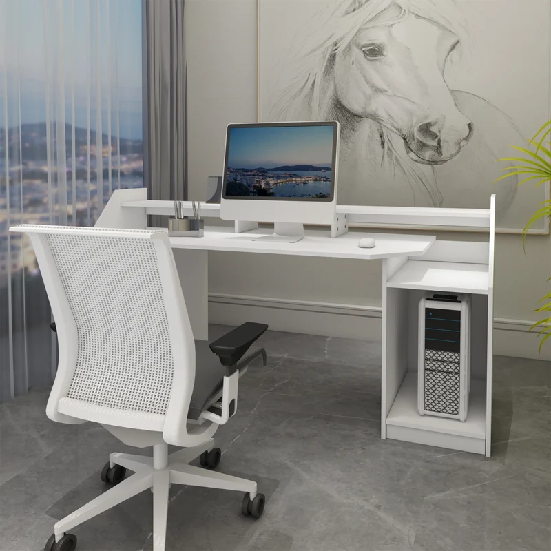 Schreibtisch mit Schublade 180x90 cm Weiß aus MDF ML-Design