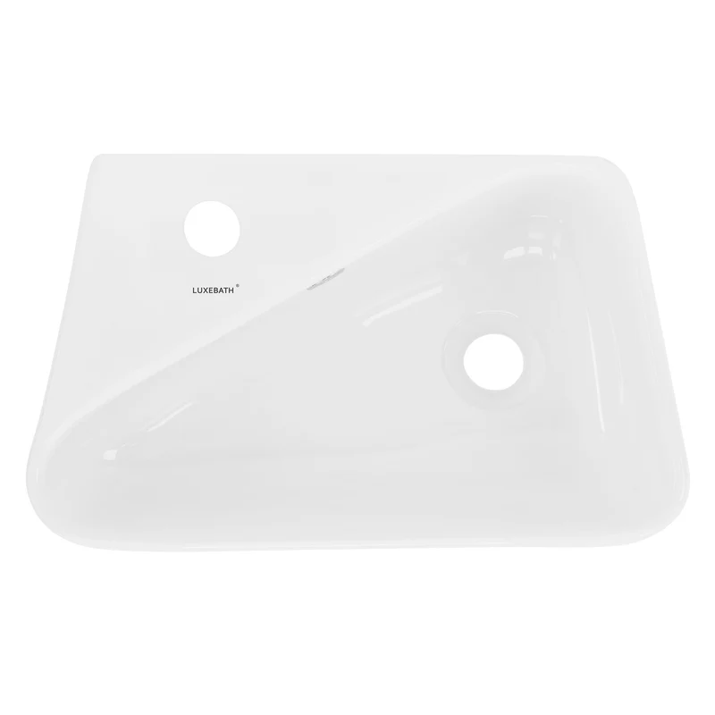Waschbecken inkl. Ablaufgarnitur Silber mit Überlauf 45x27x13 cm Weiß aus Keramik Linksbündig ML-Design