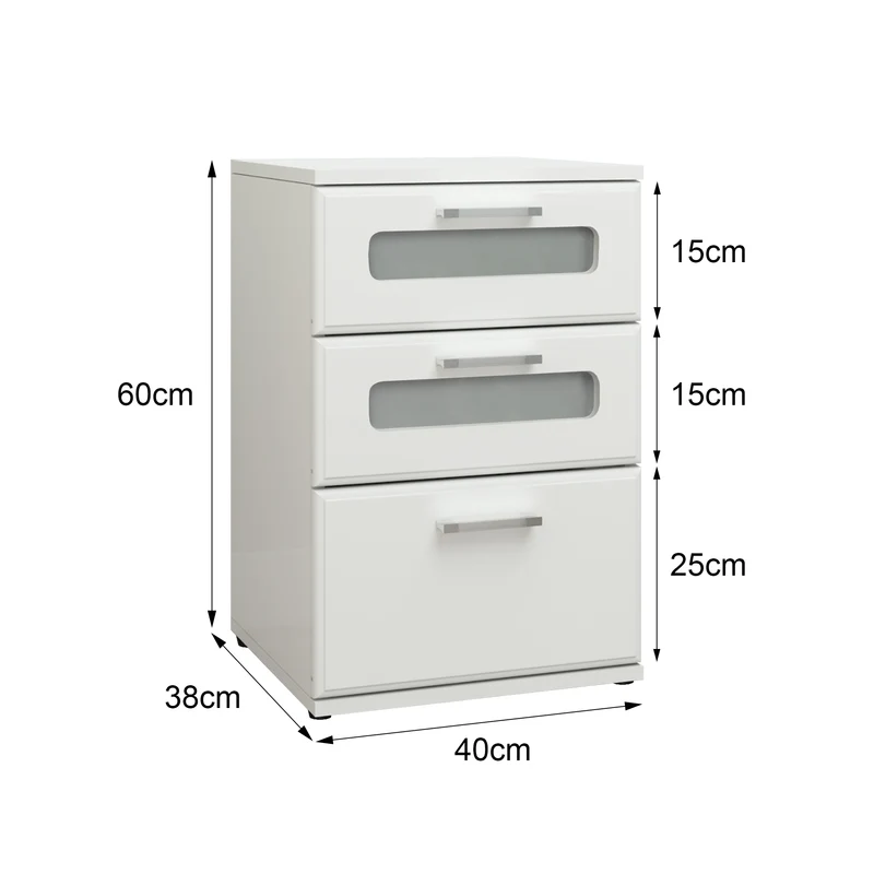 Nachttisch mit drei Schubladen 40x60x38 cm Weiß aus Holz ML-Design