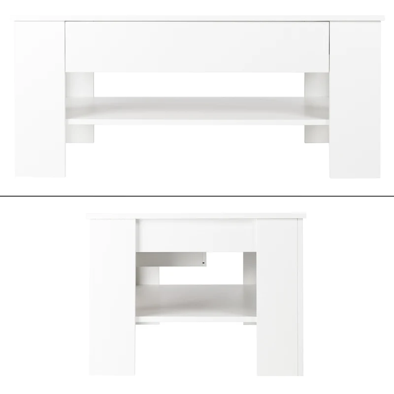Couchtisch mit Schublade und Ablage 110x65x48 cm Weiß ML-Design