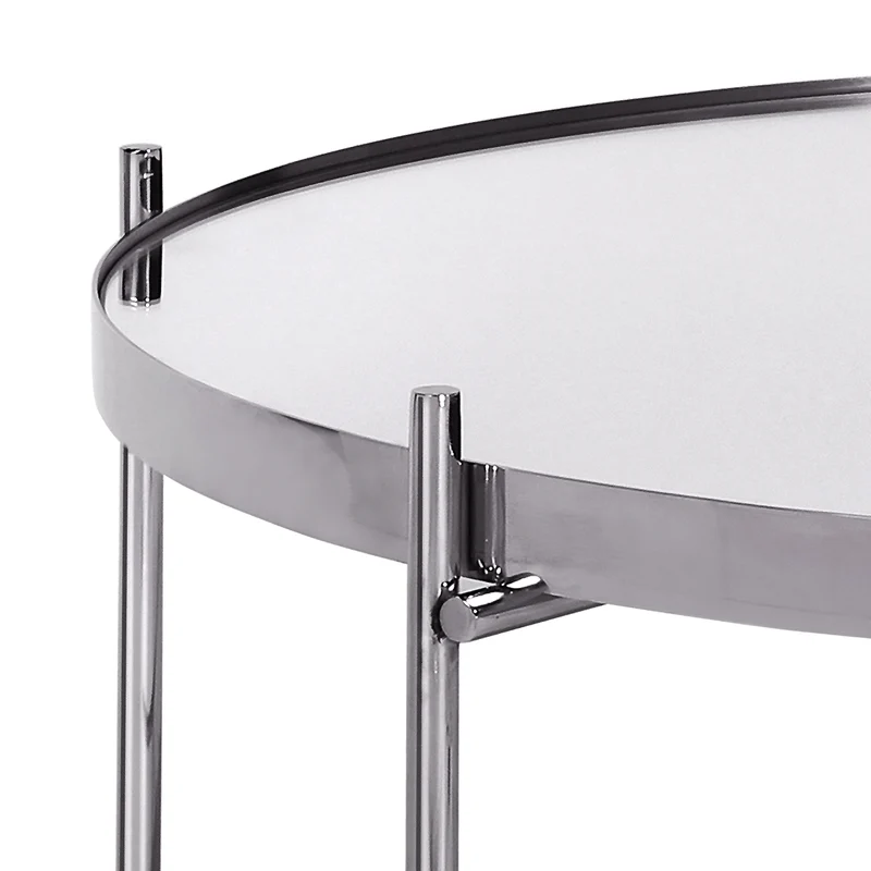 B-Ware Couchtisch Ø 75x35 cm Silber aus Metall und Glass WOMO-DESIGN