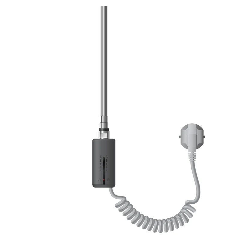 Elektrischer Badheizkörper mit Heizstab 900W 400x1500 mm Anthrazit gebogen Seitenanschluss & Thermostat Touchbedienung LuxeBath