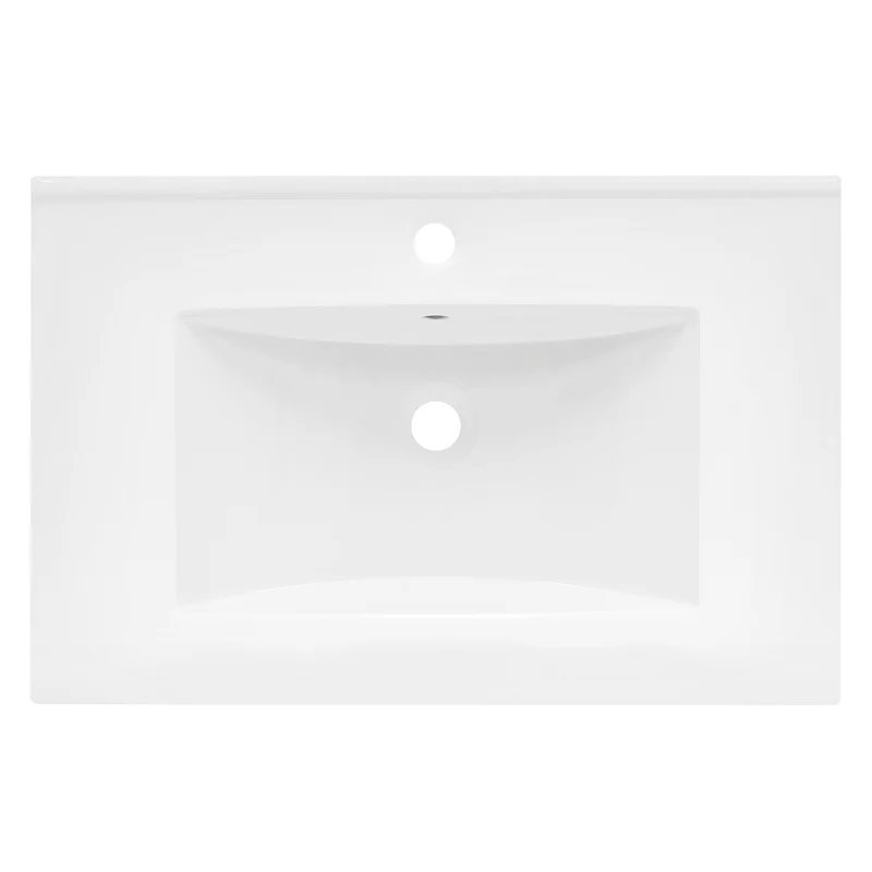 Waschbecken mit Wasserhahn eckig 71x46,5x17,5 cm Weiß aus Keramik inkl. Ablaufgarnitur Silber mit Überlauf LuxeBath