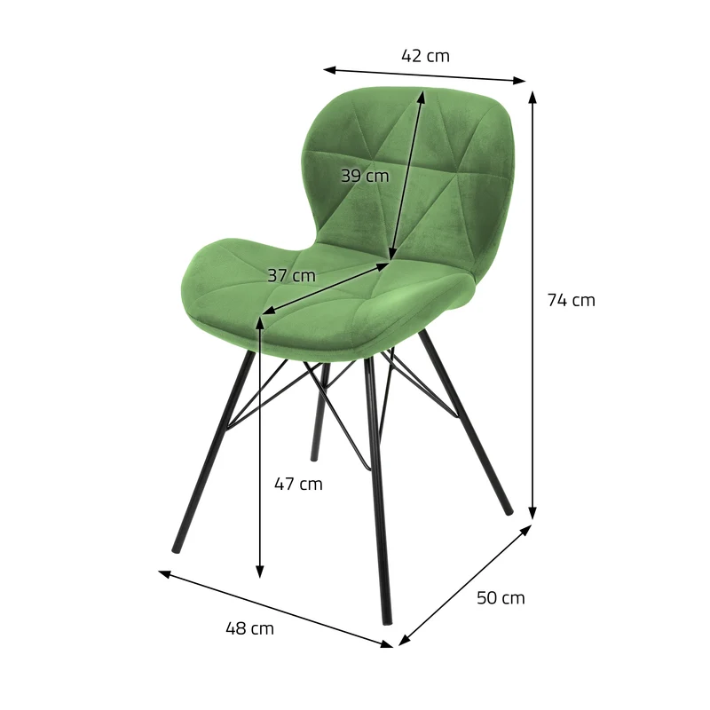 Esszimmerstuhl 6er Set mit Rückenlehne Salbei Küchenstuhl mit Microfaser-Samtbezug ML-Design
