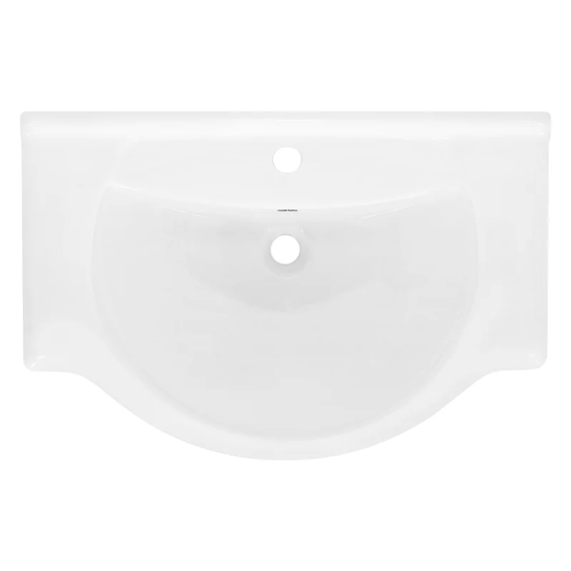 Waschbecken inkl. Ablaufgarnitur Silber mit Überlauf 77x51,5x21,5 cm Weiß aus Keramik ML-Design