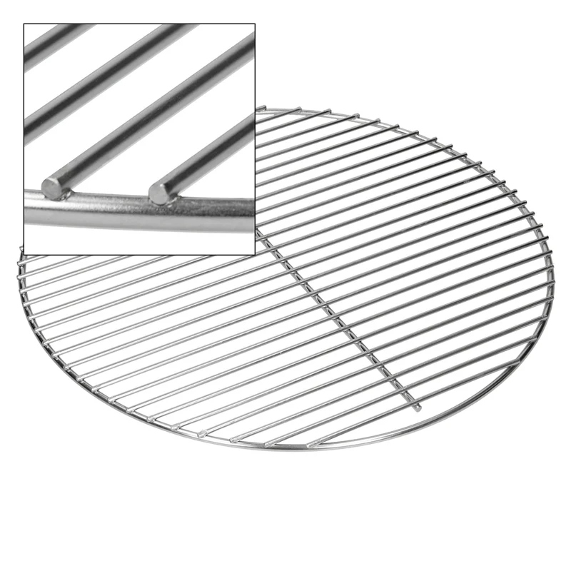 ECD Germany | Grillrost rund mit abnehmbaren Griffen Ø 44,5 cm Edelstahl, Outdoor Grillplatte robust für Gasgrill Holzkohlegrill BBQ Feuerstelle