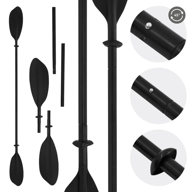 Doppelpaddel für SUP Kajak 4-tlg Schwarz aus Aluminium Paddel für Stand UP Paddle Board