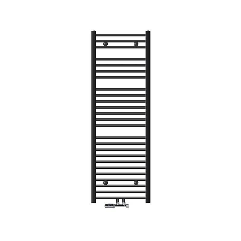 Badheizkörper Mittelanschluss 500x1500 mm Anthrazit gebogen mit Wand Anschlussgarnitur LuxeBath