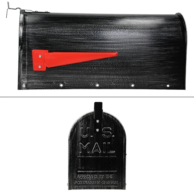 ML-Design US Mailbox mit aufrichtbarer Fahne und Wandhalterung retro-Schwarz aus Aluminium