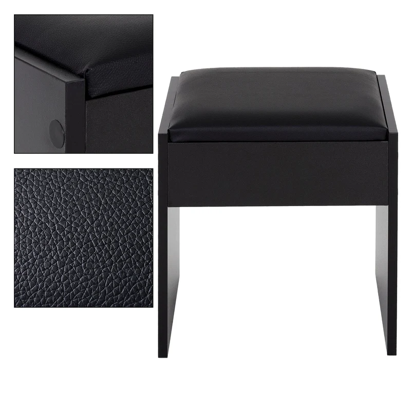 Schminktisch Frisiertisch 108x40x140 cm in Schwarz mit Spiegel, Schublade und Hocker ML-Design