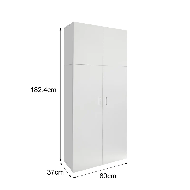 Mehrzweckschrank aus Holz 182,4 cm Weiß Kleiderschrank mit 2 Türen und 8 Fächern ML-Design
